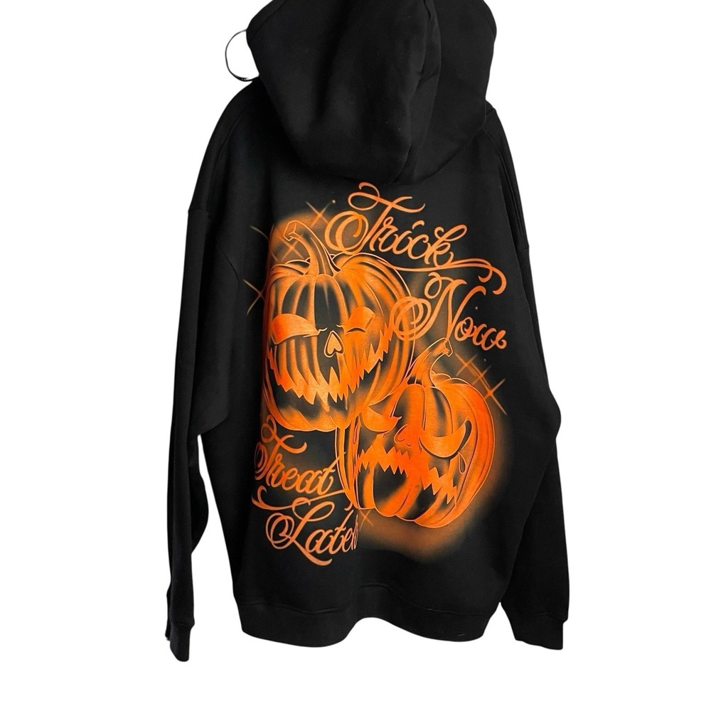 FB County Mens Heavyweight‎ Hoodie Trick Now Treat Later Size 3XL Black Full Zip
